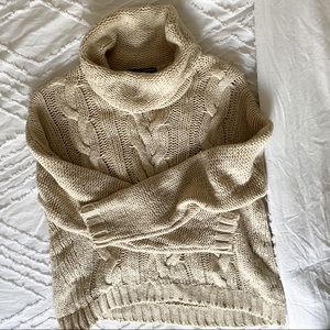 🌟 Brandy Melville Cream Chunky Knit Turtleneck Sweater